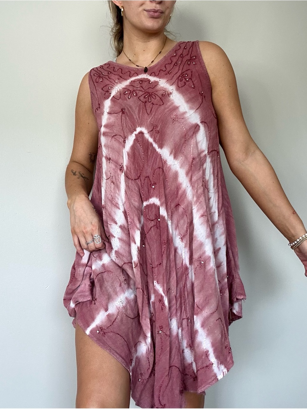 Emily Stacy Boho Embroidered Flowy Dress